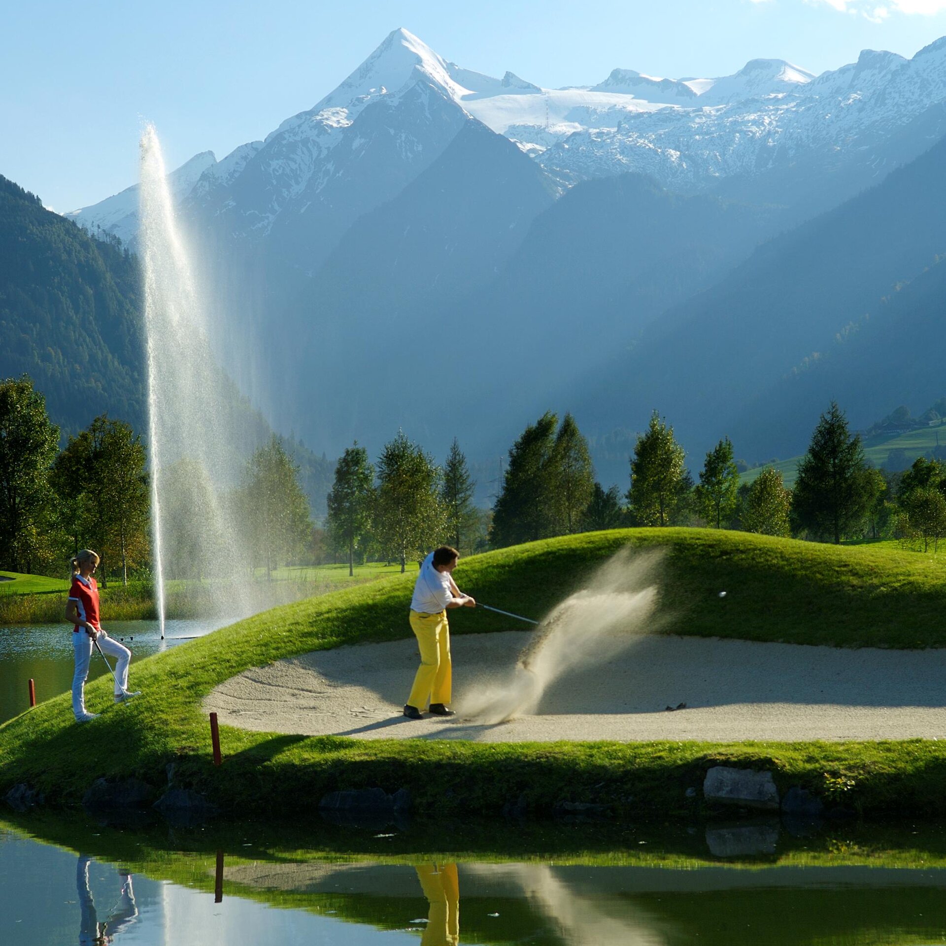 golfing with a scenic panorama