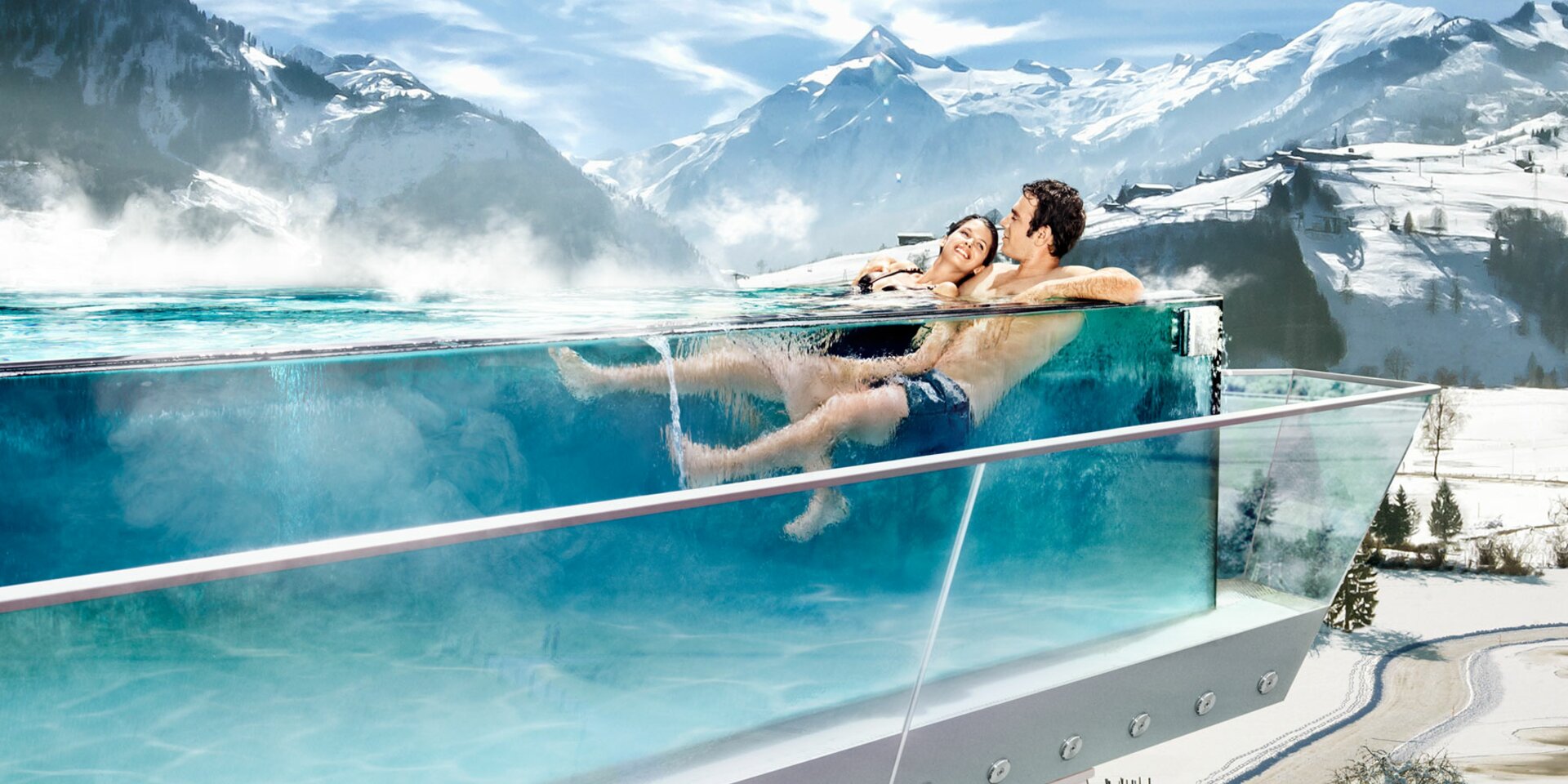 lady in the skylinepool Tauern Spa